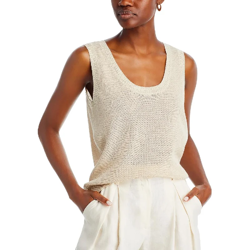 Effortless Comfort Womens Metallic Knit Tank Top Sweater