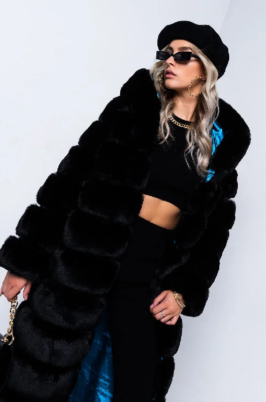 Luxe Layering AZALEA WANG JENNY-LIN MEETS RAMI FAUX FUR PANEL HOODED TRENCH