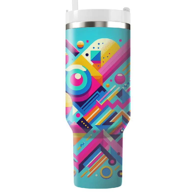 Evening Elegance Vibrant Geometric Design Insulated Tumbler with Handle