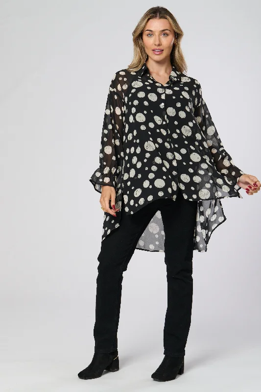 Refined Simplicity Saloos Dip Back Chiffon Style Sheer Shirt