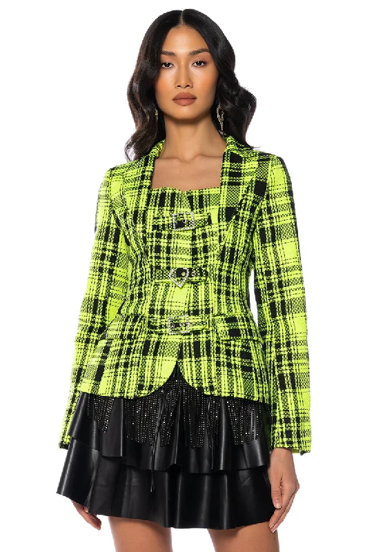 Dreamy Aesthetic PLAID ABOUT YOU OPEN BACK BLAZER