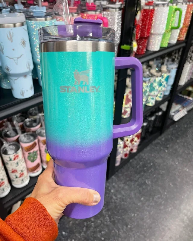Drinkware Bundle Deal Ombre glitter shimmer 40oz Stainless TUMBLER w/straw