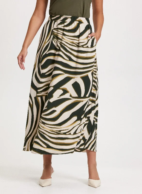 Charming Silhouette Zebra Print Maxi Skirt