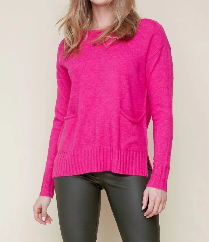 Chic Outfits Knit With Pockets Sweater In Orchid