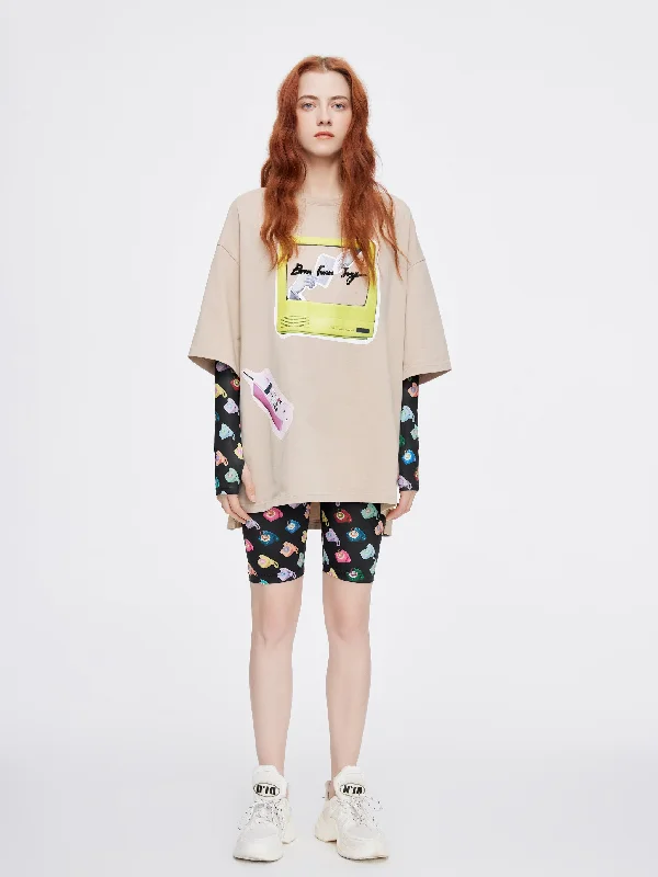 Spring Fashion Vintage 80's Multi-Phone Cycling Shorts