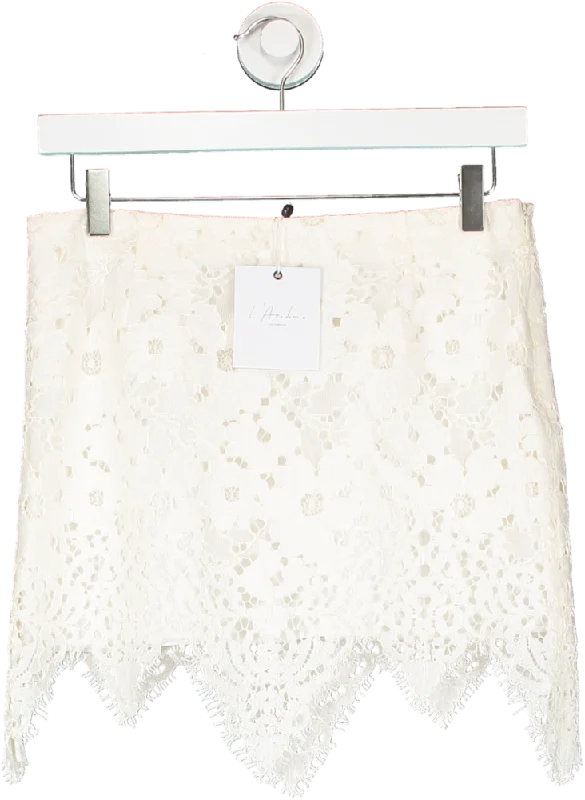 Fashionista Favorites l academie Cream Aria Mini Skirt UK XS
