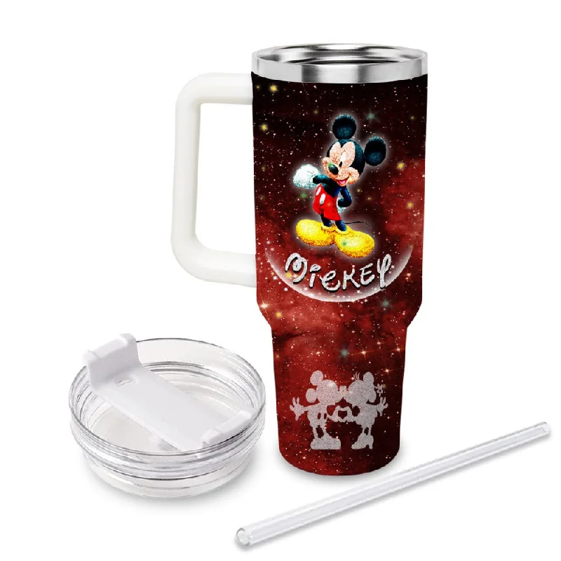 Travel Drinkware Sale Mickey Mouse Castle Glitter Pattern Tumbler