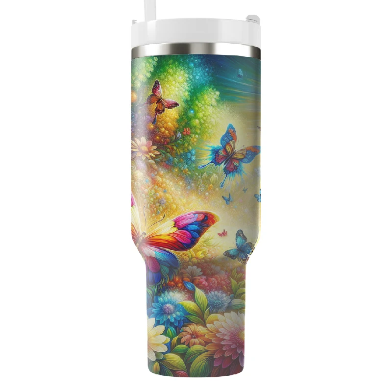 Evening Elegance Radiant Butterfly Garden Tumbler With Handle