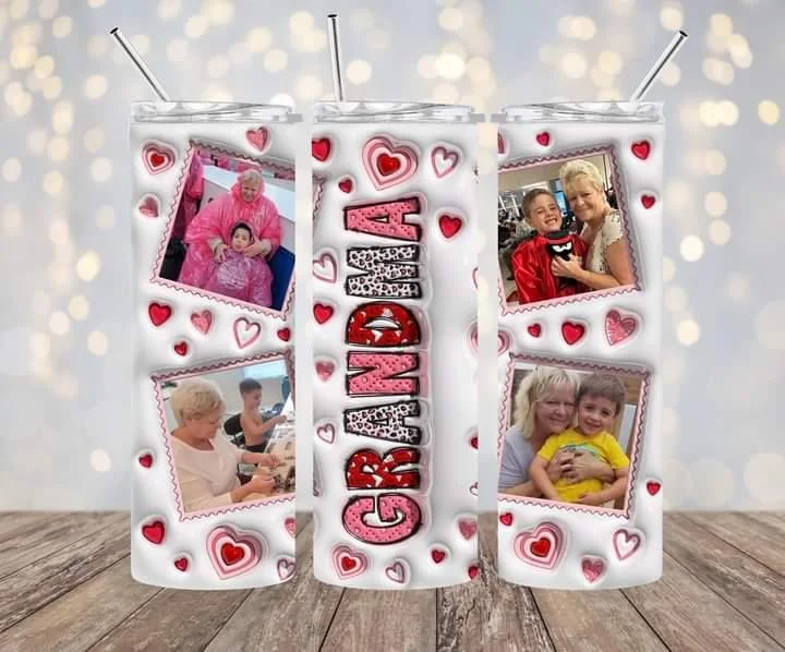 Season Sale Personalized Grandma Valentine's Day 20 oz Inflated Tumbler