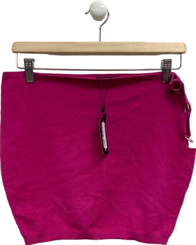 Contemporary Chic Pretty Little Thing Hot Pink Ring Cut Out Knit Mini Skirt UK M