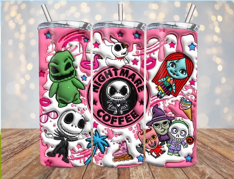 Style Breakthroughs Nightmare Coffee Jack and Sally Inflated 20oz Halloween Tumbler