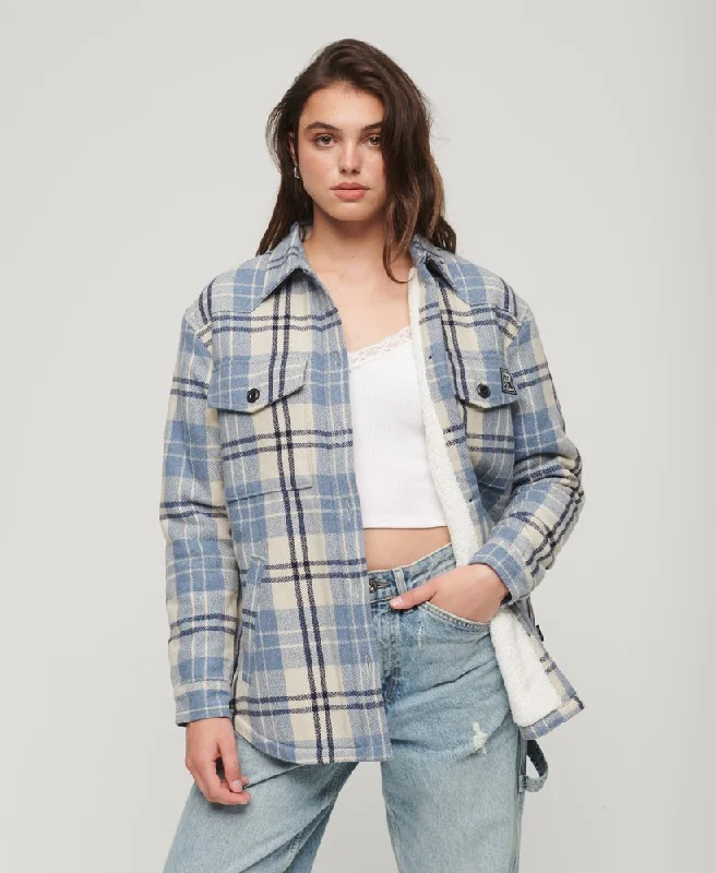 Elegant Style Vintage Borg Check Overshirt | Ivory Check