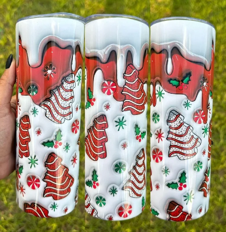 Discount Extravaganza Christmas Tree Snack Cake Cup 20oz Tumbler