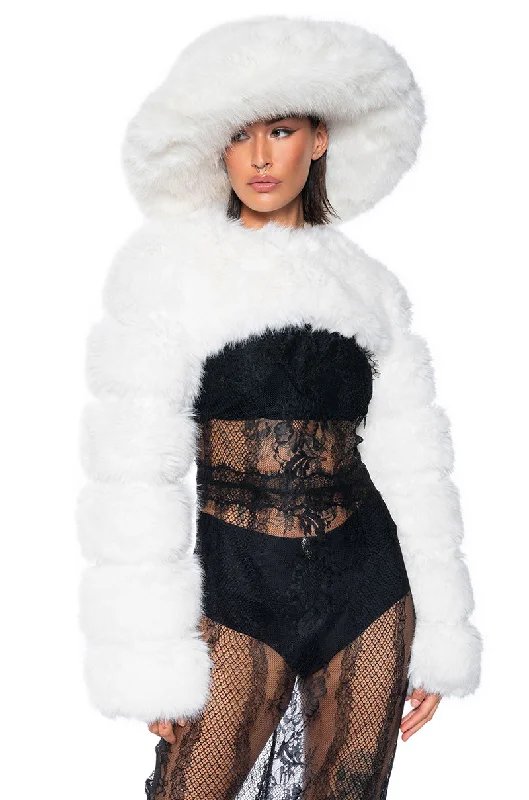 Unleash Your Fashion LADIES NIGHT ULTRA CROP FAUX FUR JACKET