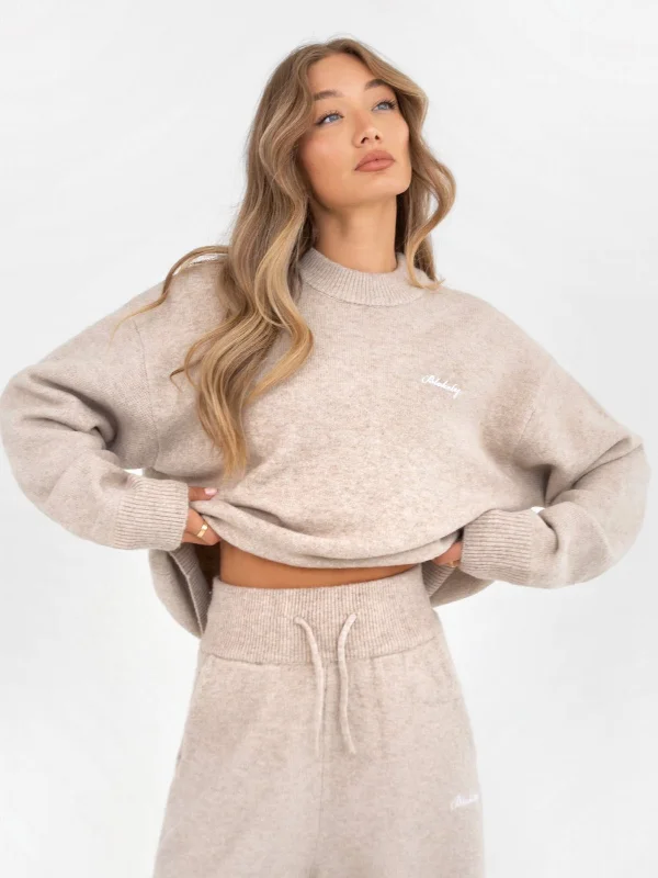 Vintage Look Oversized Knitted Jumper - Toasted Taupe