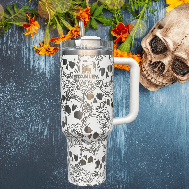 Drinkware Gift Ideas Skull Stanley Tumbler with Handle 40oz