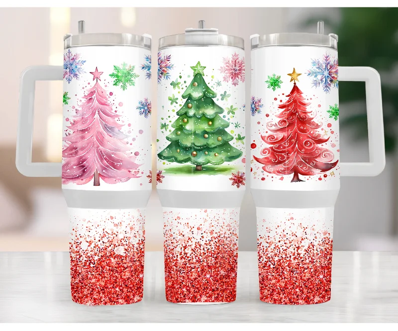 Additional Time-Limited Offers Christmas Trees 40 oz Christmas Tumbler with handle