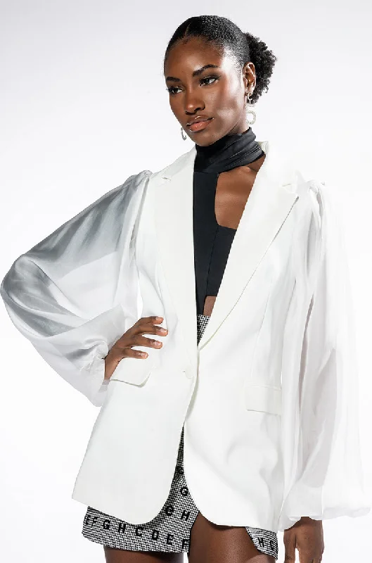 Early Access To Art Deco Styles Sale PRISCILLA PRESELY CHIFFON SLEEVE BLAZER