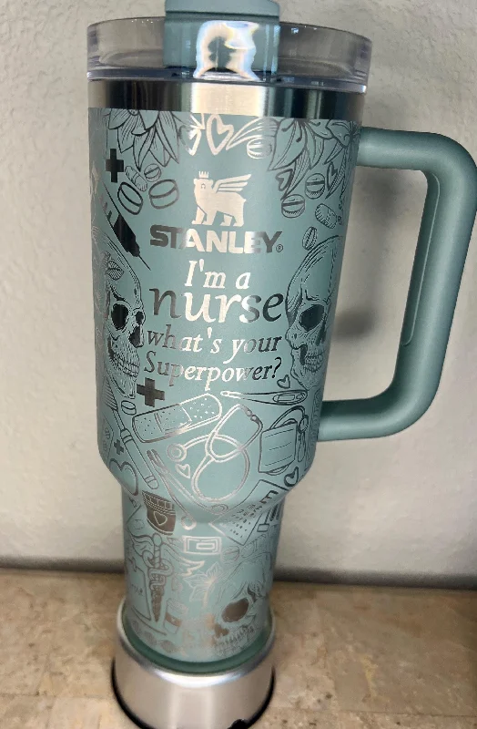 Buy Drinkware Bundle 40 Oz Nurse Themed Tumbler With Handle