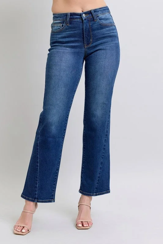 Chic Sophistication Judy Blue Full Size Side Seam Detail Straight Jeans with Pockets