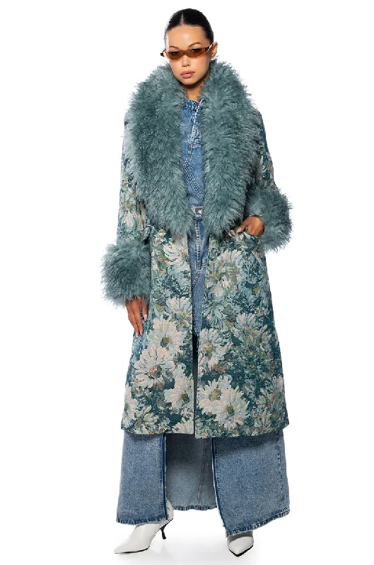 Elegant Clothing FLEUR LANE BROCADE TRENCH COAT