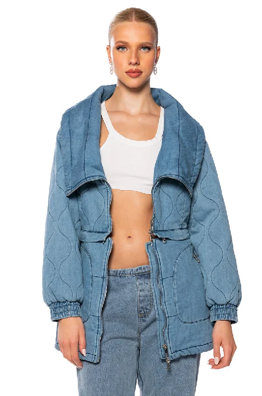 Urban Femme Streetwear SHE'S A QT CONVERTIBLE DENIM JACKET