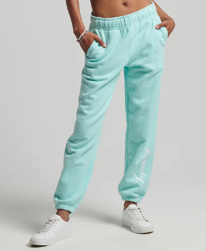 Trend Setting Wardrobe Script Graphic Boyfriend Joggers | Cali Blue