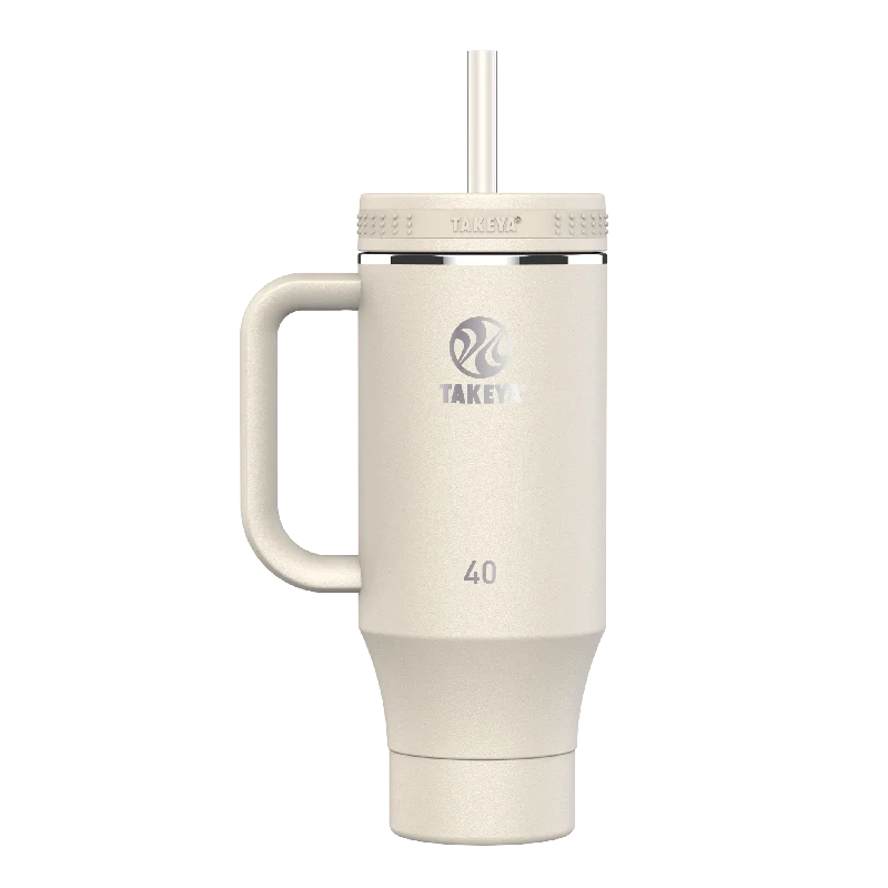 Personalized Cups Discount 40oz Tumbler with Handle Oatmilk