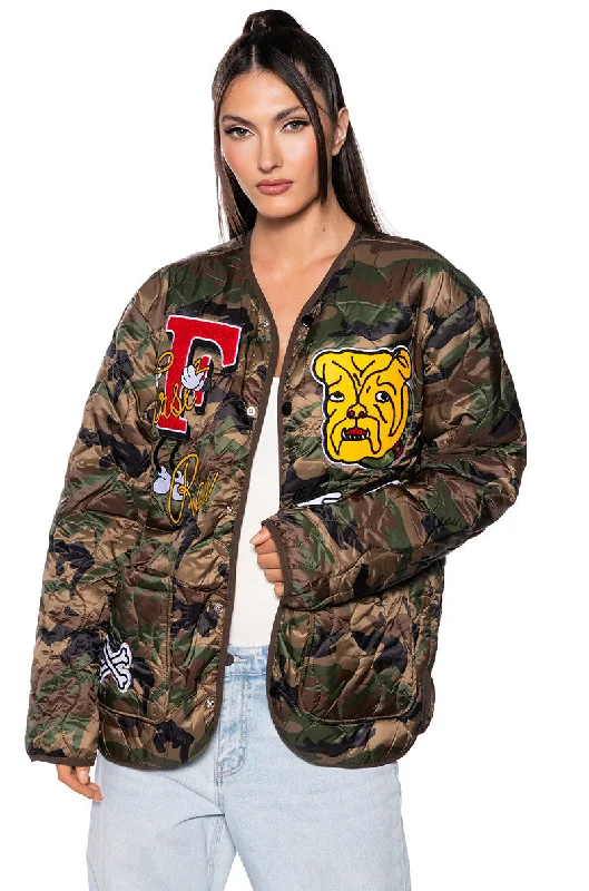 Casual Fashion FIRST ROW NYLON CAMO PATCH BOMBER