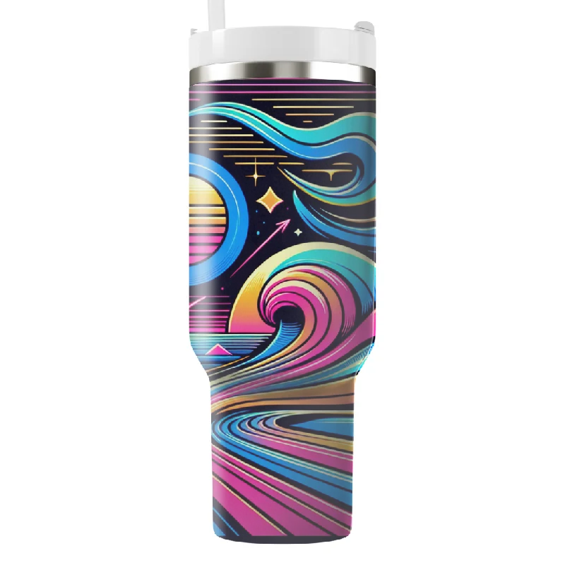 Seize Bargains Neon Wave Patterns Tumbler With Handle