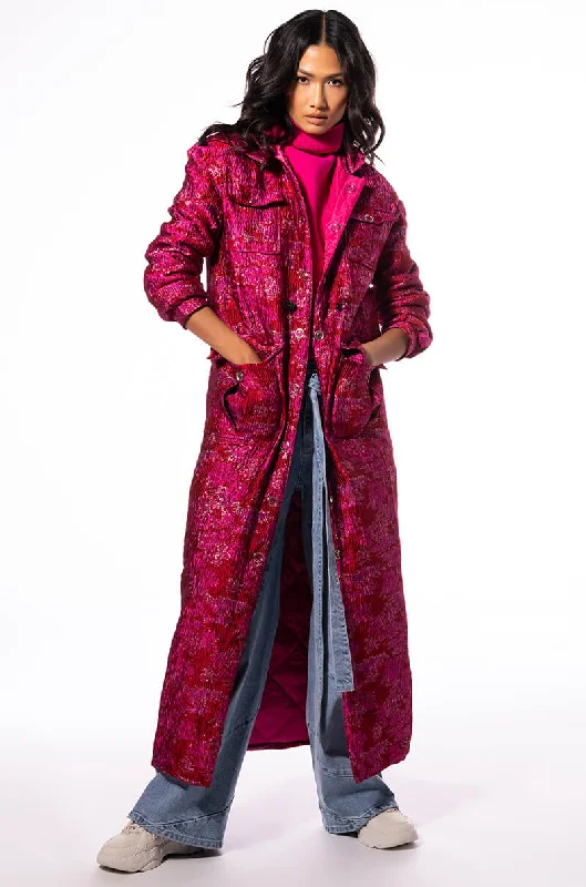 Feminine Soft - Hued Styles WARM IT UP JACQUARD TRENCH WITH QUILTED LINING