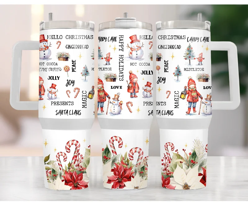 Explore What's New Candy Cane 40 oz Christmas Tumbler with handle