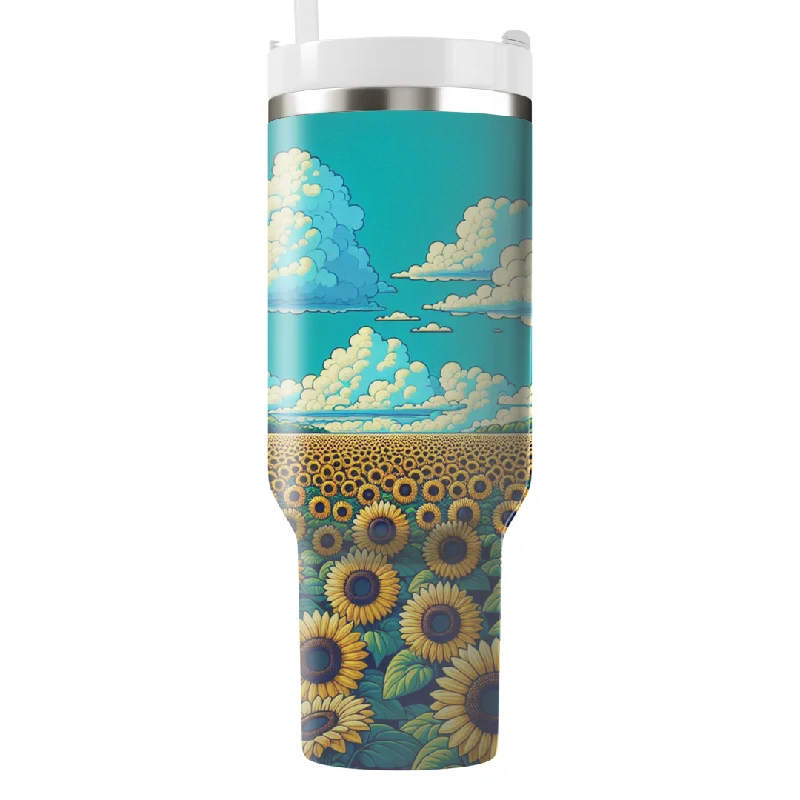 Ride The Style Wave Vibrant Sunflower Field Travel Tumbler