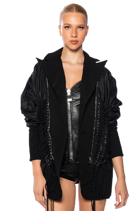 Vibrant Femme Fashion EYELET DON OVERSIZED BLAZER