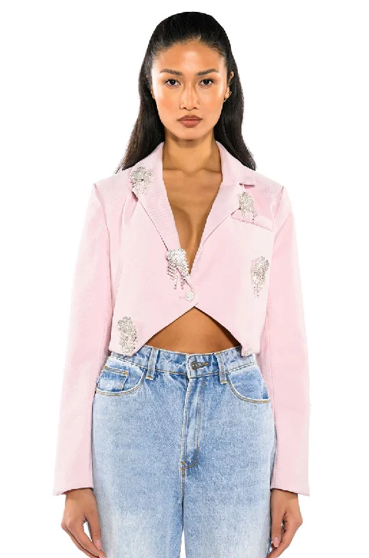 Save On Inspired Styles CROP PASTEL BLAZER WITH HEART PINS