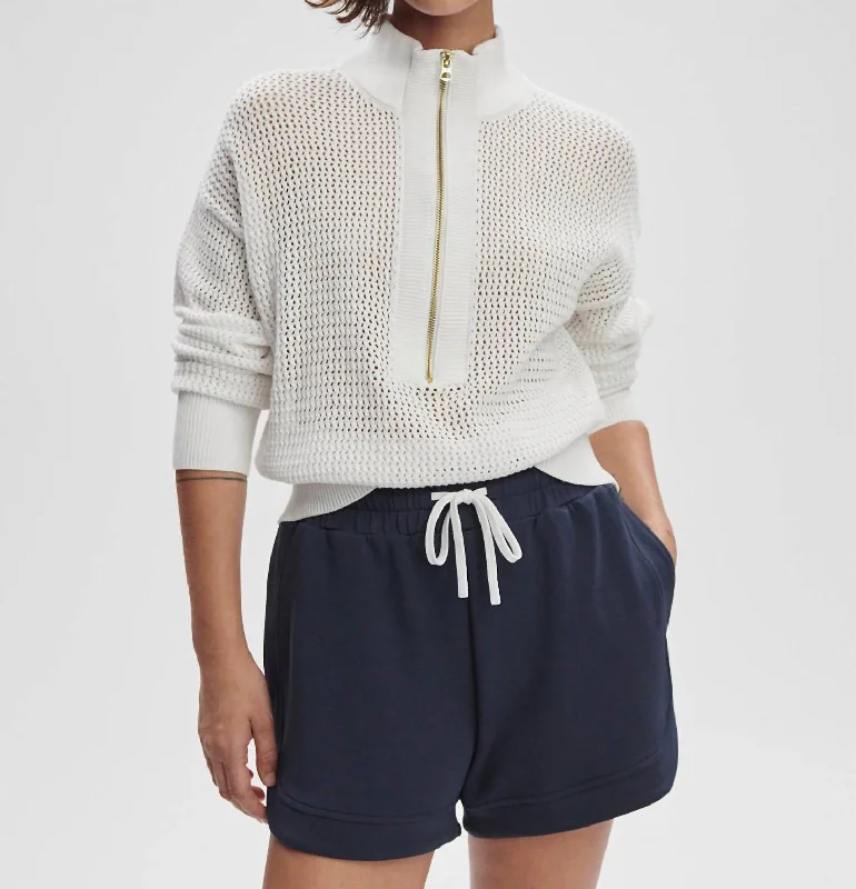 Trendy Street Style Aurora Half-Zip Knit Sweater In White