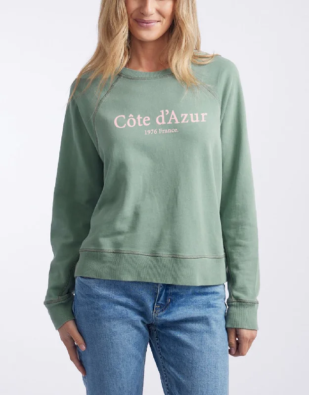 Elegant Style Cote d'Azur Paris Sweat - Sage
