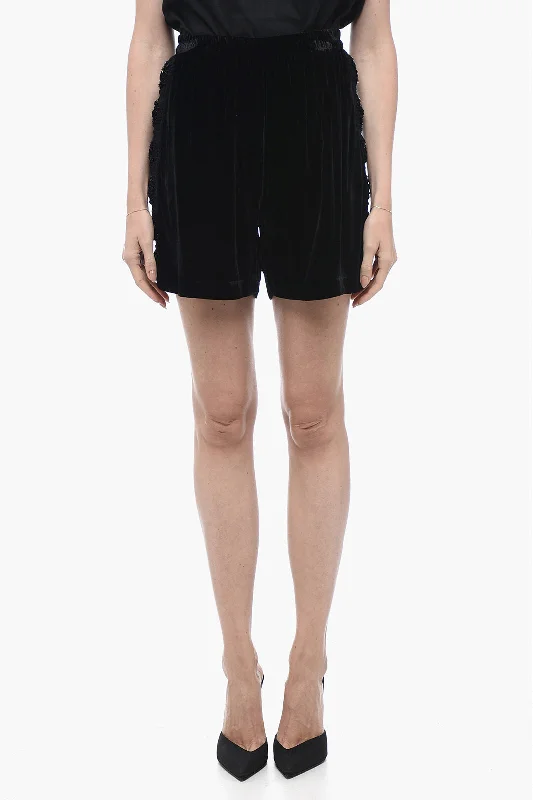 Seasonal Trend Matimì Velvet Short with Decorative Embroidery
