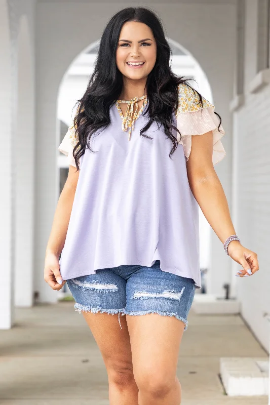 Summer Fashion Happy Habits Top, Lavender/Cream