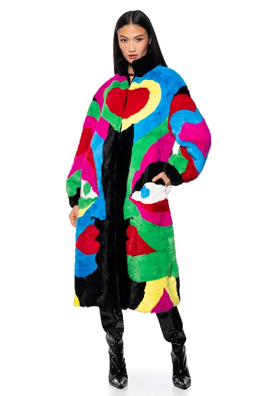 Trendy Women's Wear JAYLAY COLLECTION FAUX FUR PICASSO COAT