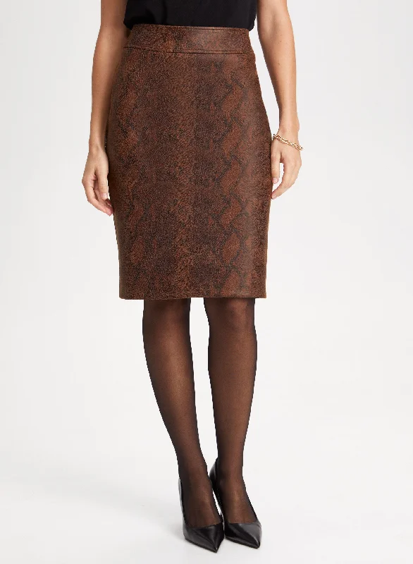 Women's Urban Fashion Snakeskin Motif Pencil Skirt