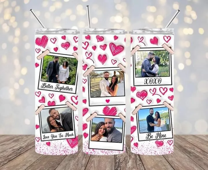 Stylish Looks Personalized Couple Photo Collage Valentine's Day 20 oz Inflated Tumbler Stylish Looks Personalized Couple Photo Collage Valentine's Day 20 oz Inflated Tumbler