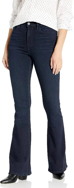 Summer Essentials High Rise Nighthawk Demi Boot Flare Jeans In Dark Wash Denim
