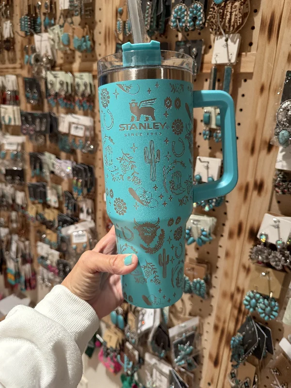 Drinkware Clearance WESTERN 40oz Stanley TUMBLER   Teal/Mint
