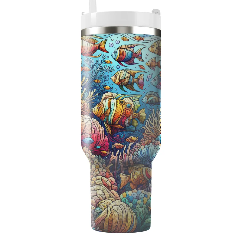 Weekend Exclusive Rainbow Coral Reef Fish Tumbler With Handle