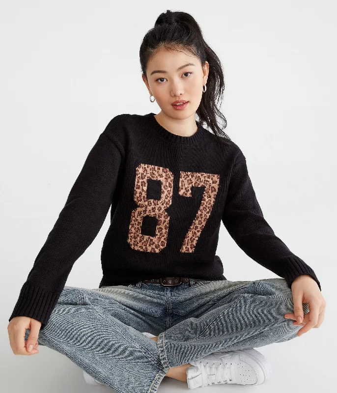 Contemporary Chic Aeropostale Leopard 87 Oversized Crew Sweater