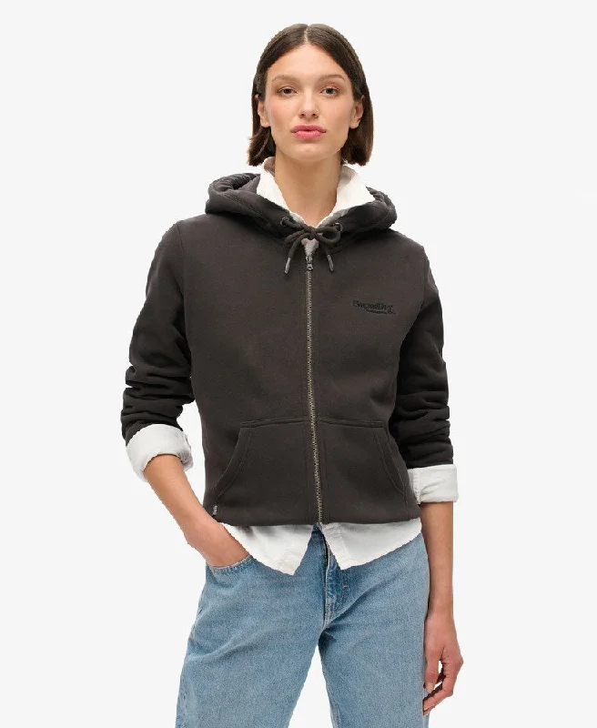 Clearance Event Essential Logo Zip Hoodie | Bison Black
