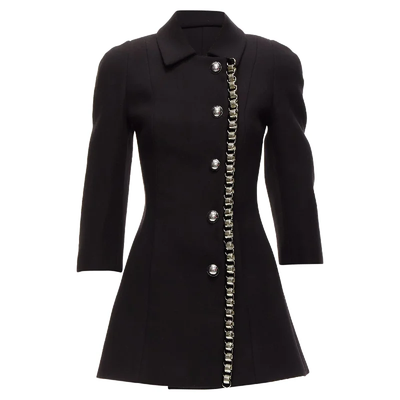 Fashion Deal David Koma Cady Chunky Chain Trim Fit Flare Coat Dress