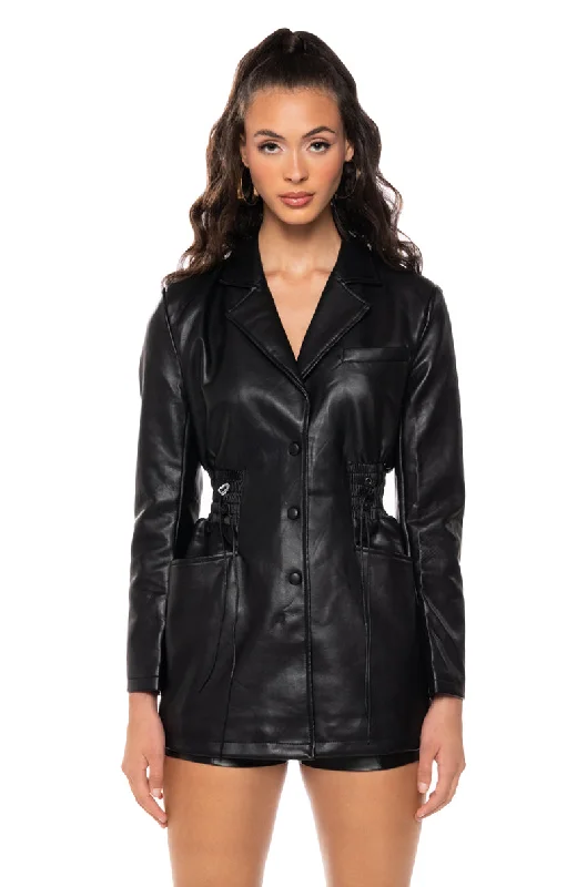 Dive Into Trendy Styles JENNER ROUCHED FITTED BLAZER JACKET