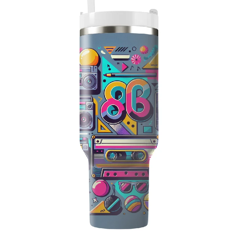 Fashion Forward Vibrant 80s Retro Tumbler with Handle and Insulation